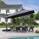 4 m× 4 m Patio carré en aluminium Grand parasol en porte-à-faux en gris - Purple Leaf