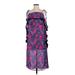 Tanya Taylor Casual Dress - Midi Square Sleeveless: Purple Floral Dresses - Women's Size 0