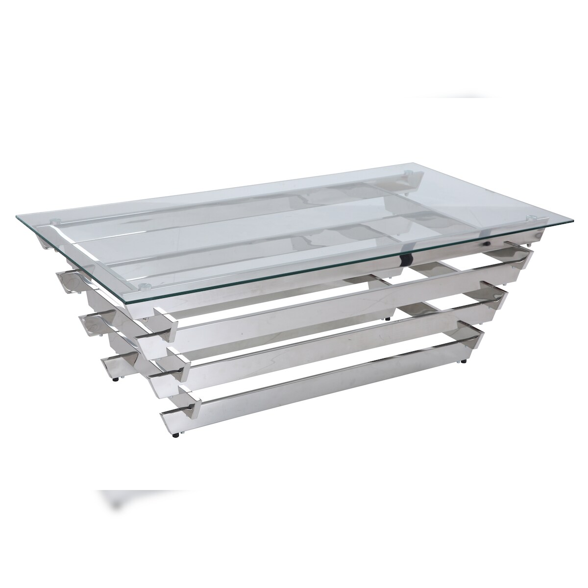 SalesFever Couchtisch 130x70 cm | 8 mm Klarglasplatte | Edelstahl-Gestell silbern | B 130 x T 70 x H 45 cm | silbern Image