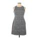 Banana Republic Factory Store Casual Dress - A-Line Crew Neck Sleeveless: Gray Plaid Dresses - Women's Size 6 Petite