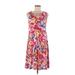 Spense Casual Dress - A-Line Scoop Neck Sleeveless: Red Floral Dresses - Women's Size Medium