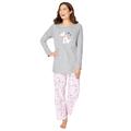 Plus Size Women's Long Sleeve Knit PJ Set by Dreams & Co. in Heather Grey Spring Dog (Size 42/44) Pajamas