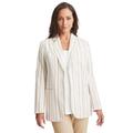 Plus Size Women's Linen Blazer by Jessica London in New Khaki Uneven Stripe (Size 14 W) Jacket