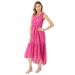 Plus Size Women's V-Neck High-Low Eyelet Dress by Roaman's in Vintage Rose (Size 30/32)