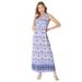 Plus Size Women's Sleeveless Relaxed A-Line Dress by Roaman's in Purple Ikat Border (Size 30/32)