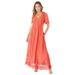 Plus Size Women's Lace-Panelled Crinkle Boho Dress by Roaman's in Dusty Coral (Size 12)