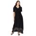 Plus Size Women's Lace-Panelled Crinkle Boho Dress by Roaman's in Black (Size 18/20)