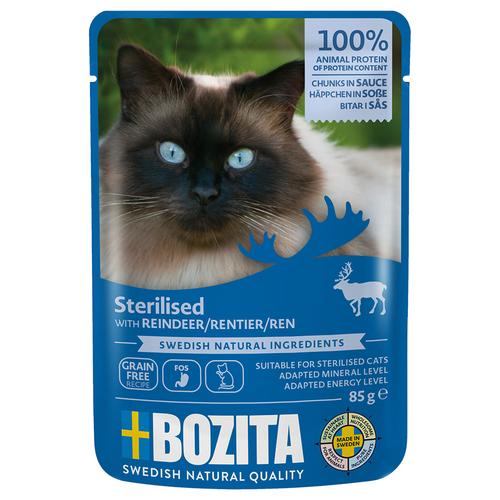 12x 85g Bozita Häppchen in Soße Sterilised Rentier Katzenfutter nass