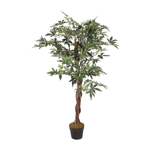 Lex Kunstpflanze Ahorn Dekobaum Holzstamm Zimmerpflanze Kunstbaum 280 Blätter 115cm Image