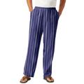 Men's Big & Tall Elastic Waist Gauze Cotton Pants by KS Island in Navy Stripe (Size 7XL)