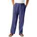Men's Big & Tall Elastic Waist Gauze Cotton Pants by KS Island in Navy Stripe (Size 7XL)