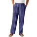 Men's Big & Tall Elastic Waist Gauze Cotton Pants by KS Island in Navy Stripe (Size 6XL)