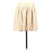 Banana Republic Faux Leather A-Line Skirt Mini: Ivory Print Bottoms - Women's Size 8