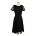 Sunday in Brooklyn Casual Dress - A-Line Crew Neck Short sleeves: Black Print Dresses - Women's Size Small