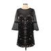 Akemi + Kin Casual Dress - Shift Crew Neck 3/4 sleeves: Black Dresses - Women's Size 0 Petite