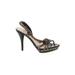 Max Studio Heels: Slingback Stilleto Boho Chic Black Solid Shoes - Women's Size 6 1/2 - Open Toe