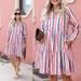 J. Crew Dresses | J Crew Tiered Popover Dress Small S Rainbow Striped Cotton Poplin Long Sleeve | Color: Pink/White | Size: S