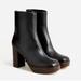 J. Crew Shoes | J. Crew Platform Stacked Heel Black Leather Side Zip Boots | Color: Black | Size: 8.5