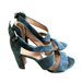 Madewell Shoes | Madewell G4974 Green Suede Leather Strappy Heels Size 8 | Color: Green | Size: 8