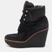 Louis Vuitton Shoes | Louis Vuitton Black Suede And Monogram Fabric Wedge Ankle Boots | Color: Black | Size: 38.5