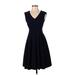 Harper Rose Casual Dress - A-Line: Blue Solid Dresses - Women's Size 0 Petite