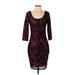 Nicole by Nicole Miller Cocktail Dress - Bodycon: Burgundy Jacquard Dresses - Women's Size Small