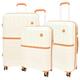 A1 FASHION GOODS Solid 8 Wheel Luggage Lightweight PP Expandable Suitcases Travel Bags Milky Cruise (Milky, Set of 3 C+M+L)