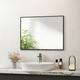 Bathroom Mirror 60x80cm Wall Hanging Mirror with Black Frame, Rectangle Modern Wall Mounted Mirror - Meykoers