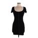 Forever 21 Casual Dress - Bodycon Scoop Neck Short sleeves: Black Print Dresses - Women's Size Small