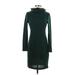 Old Navy Casual Dress - Sweater Dress Turtleneck Long sleeves: Green Print Dresses - Women's Size Small Petite