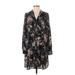 GP & J Baker for H&M Casual Dress - Mini V Neck Long sleeves: Black Print Dresses - Women's Size 4