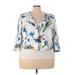 Jessica London Blazer Jacket: Short White Floral Jackets & Outerwear - Women's Size 24