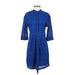 Boden Casual Dress - Shirtdress: Blue Brocade Dresses - Women's Size 4