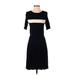 Draper James Casual Dress - A-Line Crew Neck Short sleeves: Black Print Dresses - Women's Size Small