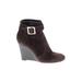 Tory Burch Ankle Boots: Strappy Wedge Boho Chic Brown Print Shoes - Women's Size 8 - Round Toe