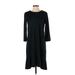 J.Jill Casual Dress - A-Line Crew Neck 3/4 sleeves: Black Print Dresses - Women's Size Small