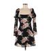 Likely Casual Dress - A-Line Plunge Long sleeves: Black Floral Dresses - Women's Size 4