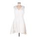 Noble Casual Dress - A-Line V-Neck Sleeveless: White Print Dresses - Women's Size Medium
