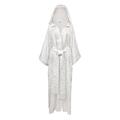 Women's White Diana Pure Jacquard Silk Robe M/L Sasha La Mer
