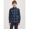 Karohemd JACK & JONES JUNIOR "JJEGINGHAM TWILL SHIRT L/S NOOS JNR" Gr. 164, N-Gr, blau (ensign blue) Jungen Hemden