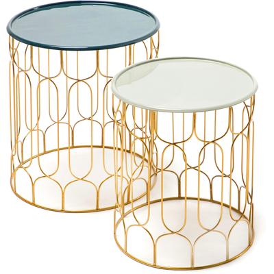 Beistelltisch KAYOOM "Beistelltisch-Set Timba, stylische Optik, verschieden große Tische", bunt (petrol, hellgrau, gold, bunt), B:43cm H:49cm T:43cm, Eisen, Tische, 2er-Set, vielfältig einsetzbar, aktuelle Farben, aus stabilem Metall Image