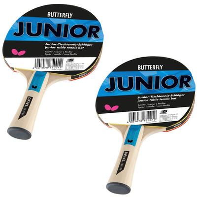 Tischtennisschläger BUTTERFLY "2er Set Butterfly Junior, Schläger Racket Bat" braun (holzfarbig)