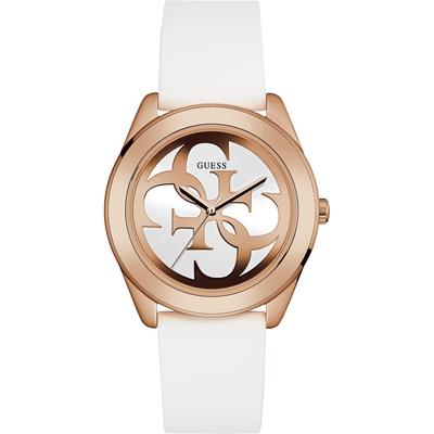 Quarzuhr GUESS "G TWIST", weiß, Armbanduhren, Damen, Armbanduhr, Damenuhr, analog, Silikonarmband Image