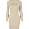 Shirtkleid URBAN CLASSICS "Urban Classics Damen Ladies Cut Out Dress", Damen, Gr. 4XL, US-Größen, beige (sand), 35% Viskose, 35% Polyacryl, 30% Polyamid, unifarben, klassisch, slim fit, U-Boot-Ausschnitt, Langarm, Kleider