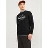 Sweatshirt JACK & JONES "JJFOREST SWEAT CREW NECK", Herren, Gr. L, schwarz, Obermaterial: 60% Baumwolle, 40% Polyester, casual, regular fit, Rundhals, Langarm Rippbündchen, Sweatshirts