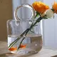 Vase en Verre Transparent Soufflé à la Main en Forme de Sac à Main avec Moteurs pour Décoration