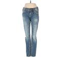 Silver Jeans Co. Jeans - Low Rise Skinny Leg Boyfriend: Blue Bottoms - Women's Size 26 - Distressed Wash