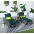 Direct Wicker 78" Long Reclining Chaise Lounge Set w/ Cushions & Table Wicker/Rattan in Gray | Outdoor Furniture | Wayfair DWL-1127B-GR-Atrovirens