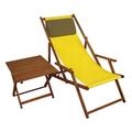 Erst-Holz Liegestuhl gelb Gartenliege Tisch Kissen Deckchair Sonnenliege Gartenstuhl Massivholz 10-302 T KD