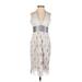 Catherine Malandrino Casual Dress: Silver Argyle Dresses - Women's Size P